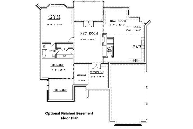 Home Plan - Floor Plan - Lower Floor for European House Plan #119-360 - 4 bed, 3.5 bath