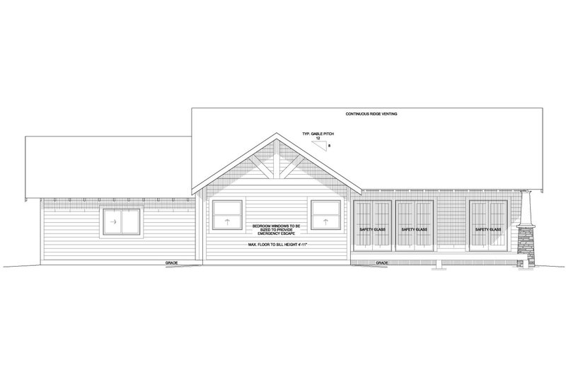 Architectural House Design - Exterior - Rear Elevation for Ranch House Plan #126-192 - 2 bed, 2 bath
