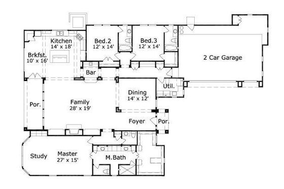 Floor Plan - Main Floor for European House Plan #411-732 - 3 bed, 3.5 bath