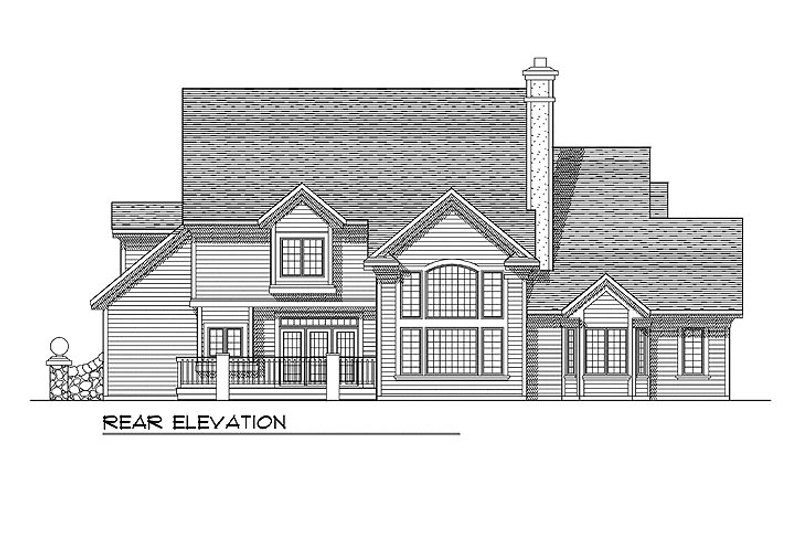 Home Plan - Exterior - Rear Elevation for European House Plan #70-546 - 4 bed, 3.5 bath