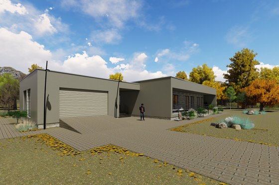 Exterior - Front Elevation for Modern House Plan #549-22 - 3 bed, 2 bath
