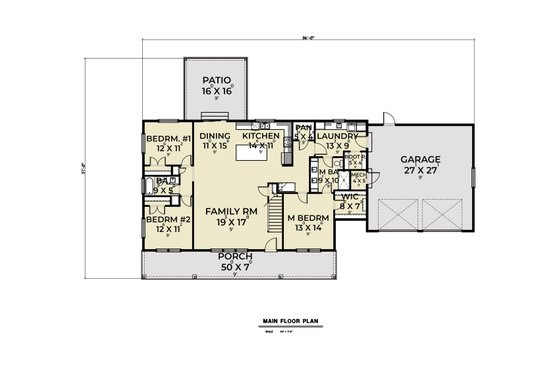 Floor Plan - Main Floor for Country House Plan #1070-140 - 3 bed, 2 bath