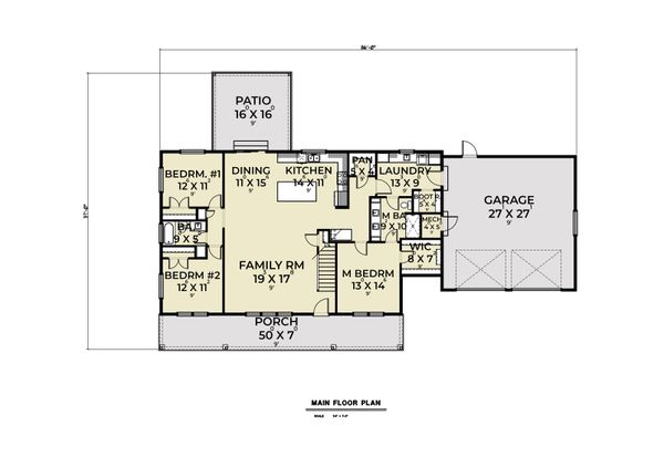 Country Floor Plan - Main Floor Plan #1070-140