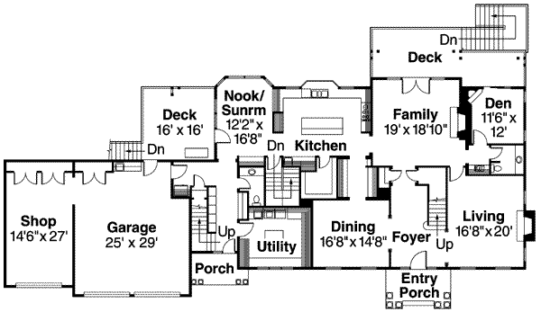 Home Plan - Colonial Floor Plan - Main Floor Plan #124-550