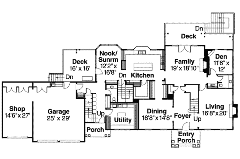 Home Plan - Floor Plan - Main Floor for Colonial House Plan #124-550 - 5 bed, 5.5 bath
