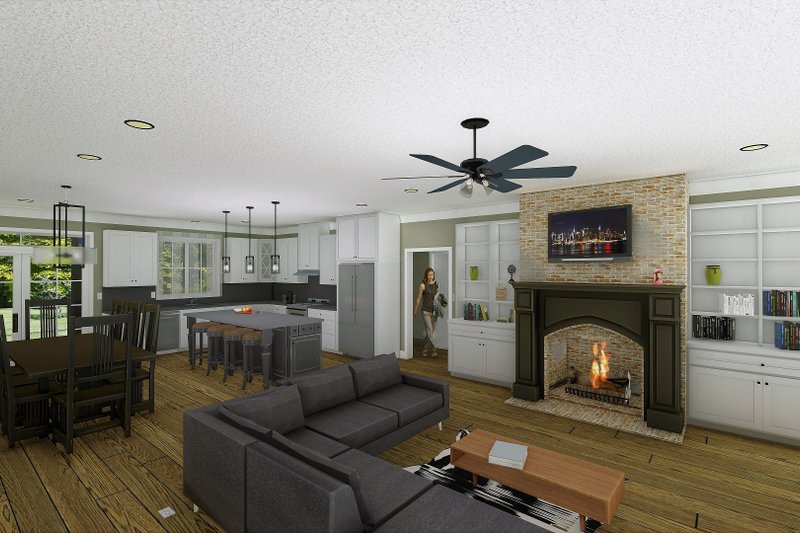 House Blueprint - Interior - Family Room for Country House Plan #44-254 - 3 bed, 2 bath
