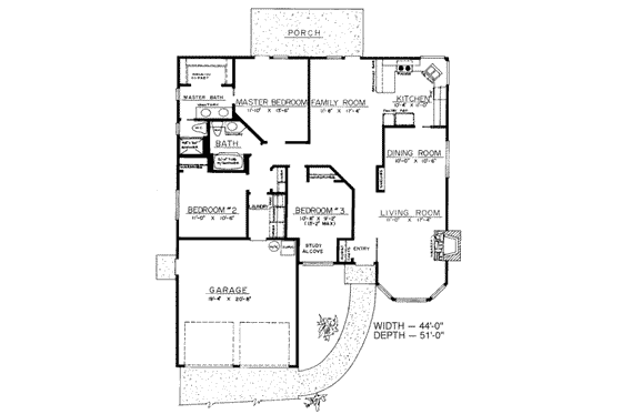 Floor Plan - Main Floor for Traditional House Plan #303-437 - 3 bed, 2 bath
