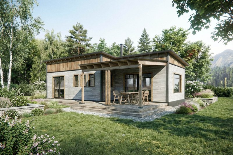 Architectural House Design - Exterior - Rear Elevation for Cabin House Plan #924-9 - 2 bed, 1 bath