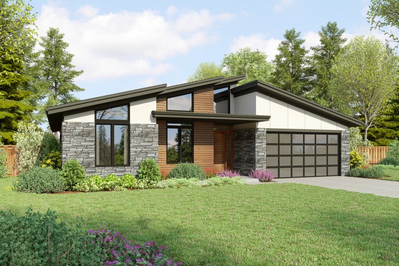 House Blueprint - Contemporary Exterior - Front Elevation Plan #48-1210