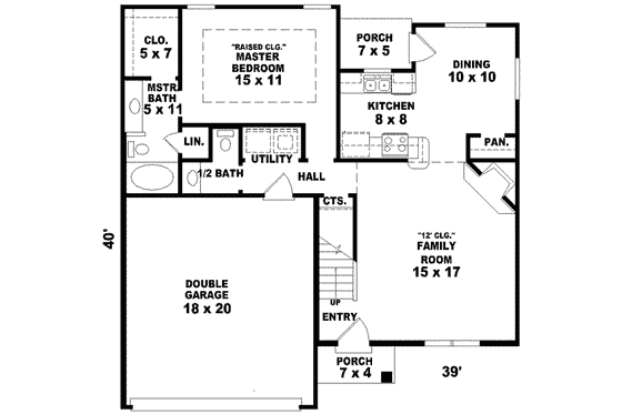 Floor Plan - Main Floor for European House Plan #81-673 - 3 bed, 2.5 bath