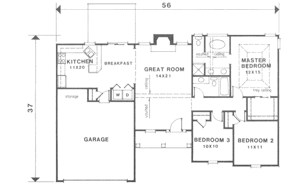 Architectural House Design - Traditional Floor Plan - Main Floor Plan #129-111