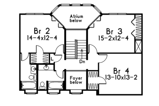 Floor Plan - Upper Floor for Traditional House Plan #57-187 - 4 bed, 3.5 bath