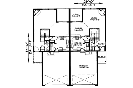 Floor Plan - Main Floor for Traditional House Plan #303-445 - 3 bed, 2.5 bath