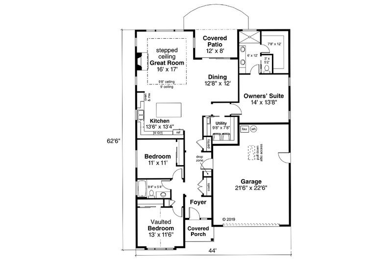 Home Plan - Floor Plan - Main Floor for Craftsman House Plan #124-1166 - 3 bed, 2 bath