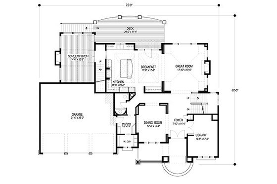 Floor Plan - Main Floor for Traditional House Plan #56-603 - 5 bed, 4.5 bath