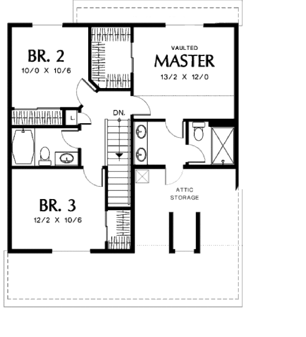 House Design - Traditional Floor Plan - Upper Floor Plan #48-309