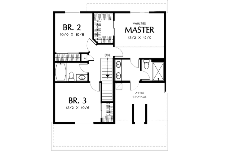 Home Plan - Floor Plan - Upper Floor for Traditional House Plan #48-309 - 3 bed, 2.5 bath