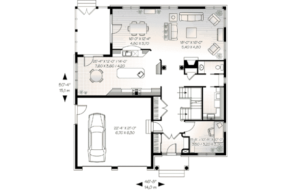 Floor Plan - Main Floor for European House Plan #23-546 - 4 bed, 2.5 bath