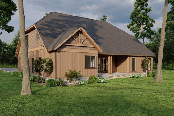 Exterior - Rear Elevation 1 for European House Plan #17-2257 - 3 bed, 2 bath
