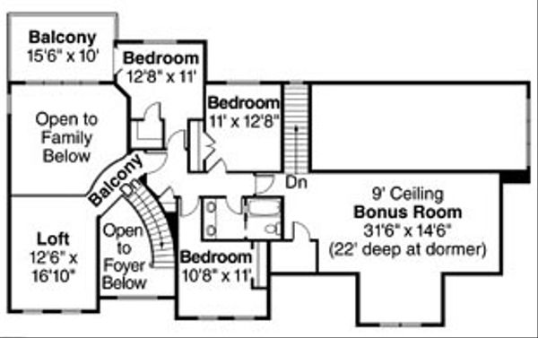 House Plan Design - European Floor Plan - Upper Floor Plan #124-735