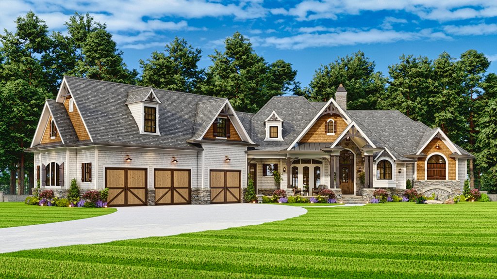 Exterior - Front Elevation 2 for Craftsman House Plan #54-697 - 4 bed, 4.5 bath