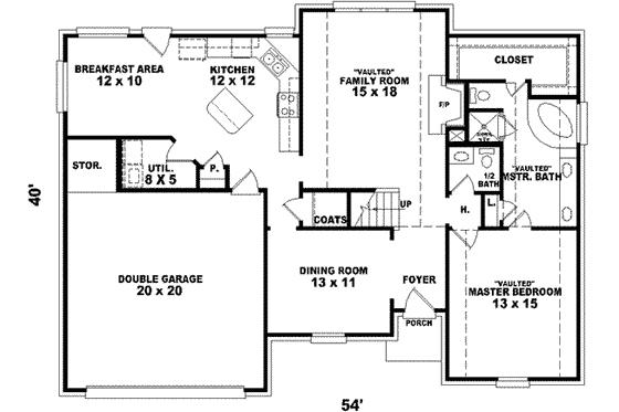Floor Plan - Main Floor for European House Plan #81-713 - 3 bed, 2.5 bath