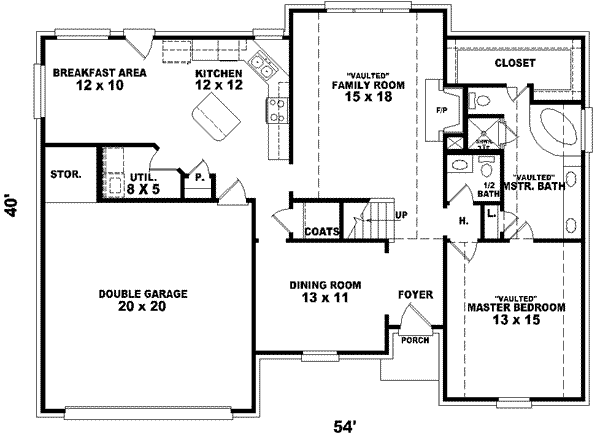 Floor Plan - Main Floor for European House Plan #81-713 - 3 bed, 2.5 bath