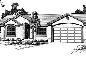 Adobe / Southwestern Exterior - Front Elevation Plan #24-118