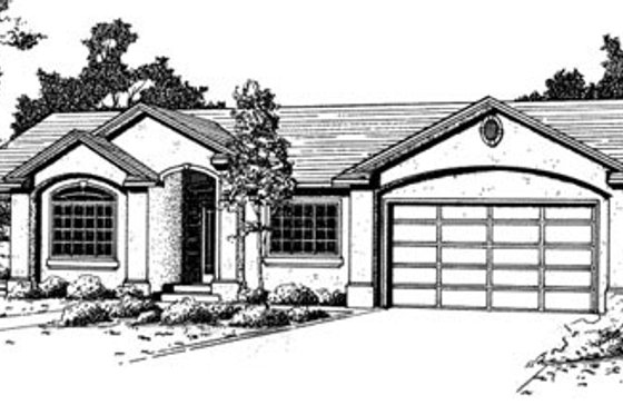 Exterior - Front Elevation for Adobe / Southwestern House Plan #24-118 - 6 bed, 3 bath