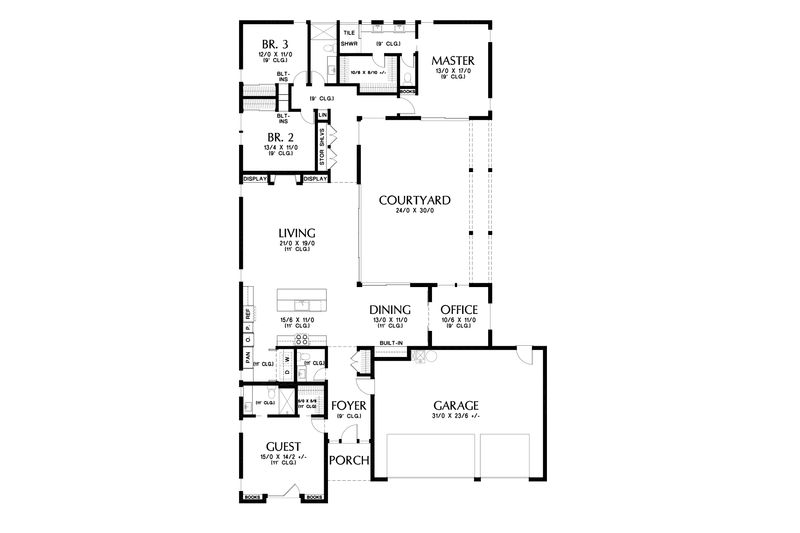 House Plan Design - Floor Plan - Main Floor for Prairie House Plan #48-1085 - 4 bed, 3.5 bath