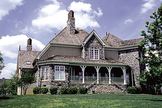 Exterior - Rear Elevation for European House Plan #453-36 - 3 bed, 3.5 bath