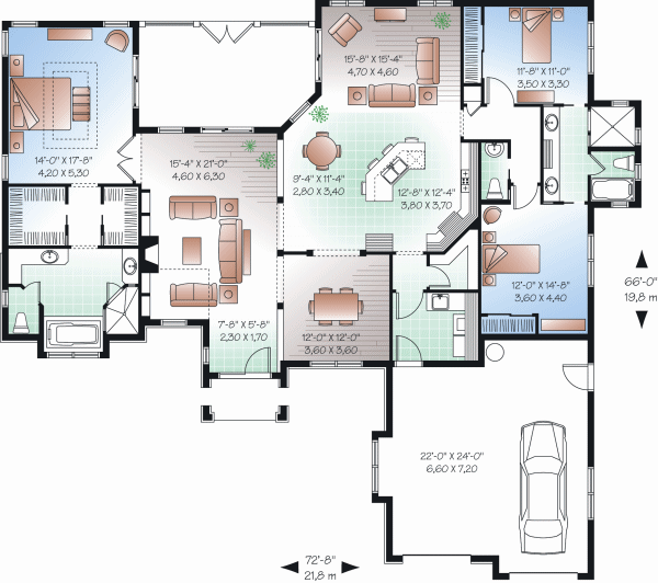 Architectural House Design - Mediterranean Floor Plan - Main Floor Plan #23-2219
