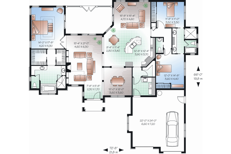 Dream House Plan - Floor Plan - Main Floor for Mediterranean House Plan #23-2219 - 3 bed, 2.5 bath