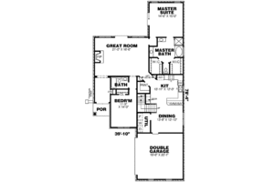 Floor Plan - Main Floor for Southern House Plan #34-179 - 3 bed, 3 bath