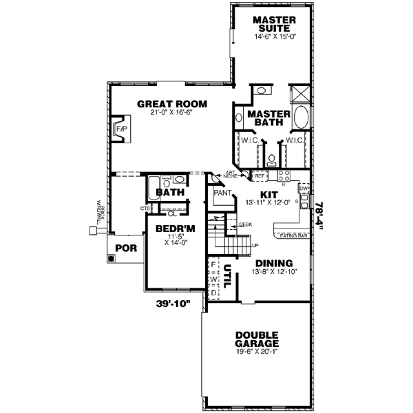 Home Plan - Southern Floor Plan - Main Floor Plan #34-179