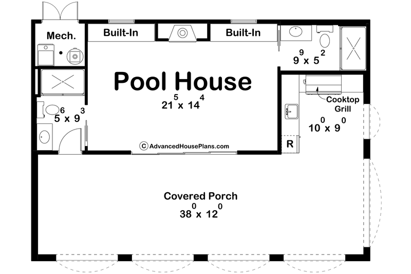 Dream House Plan - Floor Plan - Main Floor for Mediterranean House Plan #455-473, 2 bath