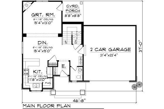 Floor Plan - Main Floor for Traditional House Plan #70-1068 - 3 bed, 2.5 bath