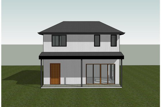 Exterior - Rear Elevation for Farmhouse House Plan #1066-221 - 3 bed, 2.5 bath