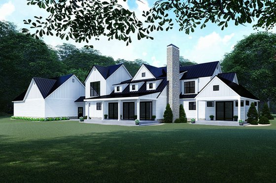 Exterior - Rear Elevation for Farmhouse House Plan #923-117 - 4 bed, 3.5 bath