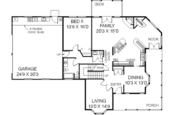 Floor Plan - Main Floor for Country House Plan #60-417 - 5 bed, 3 bath