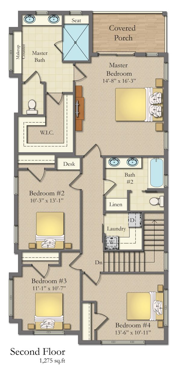 House Blueprint - Craftsman Floor Plan - Upper Floor Plan #1057-11