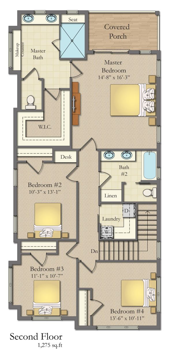 Craftsman Floor Plan - Upper Floor Plan #1057-11
