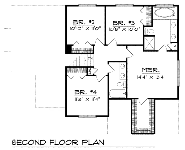 Traditional Floor Plan - Upper Floor Plan #70-278