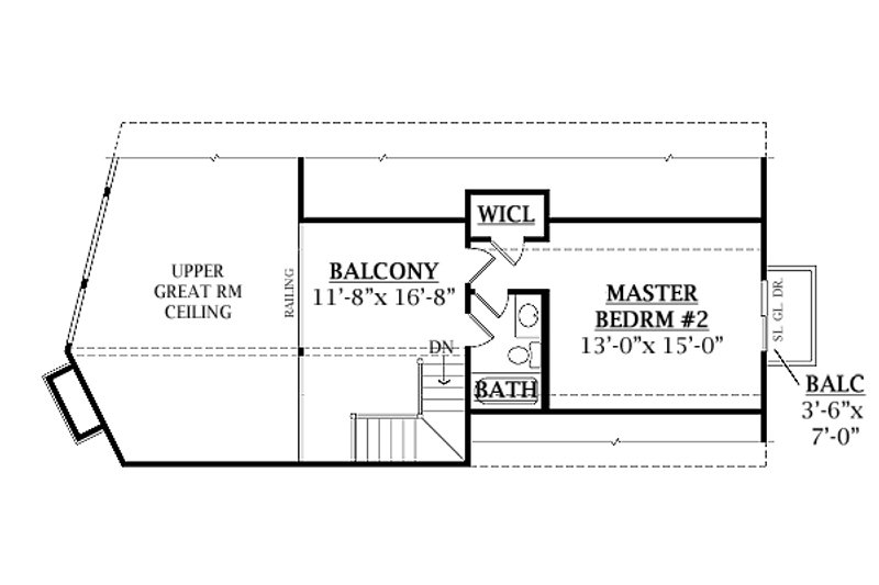 House Blueprint - Floor Plan - Upper Floor for Log House Plan #456-3 - 3 bed, 2 bath