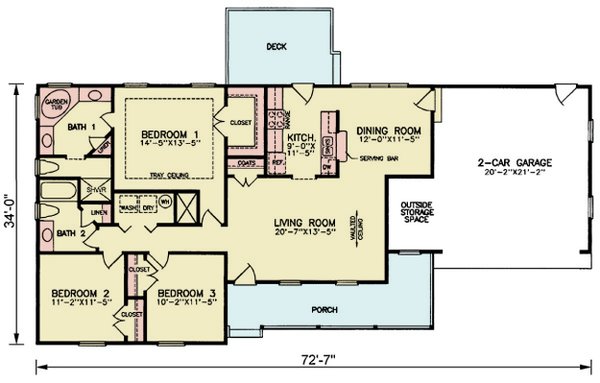 Dream House Plan - Ranch Floor Plan - Main Floor Plan #54-652