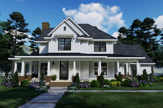 Exterior - Front Elevation for Farmhouse House Plan #120-261 - 3 bed, 2.5 bath