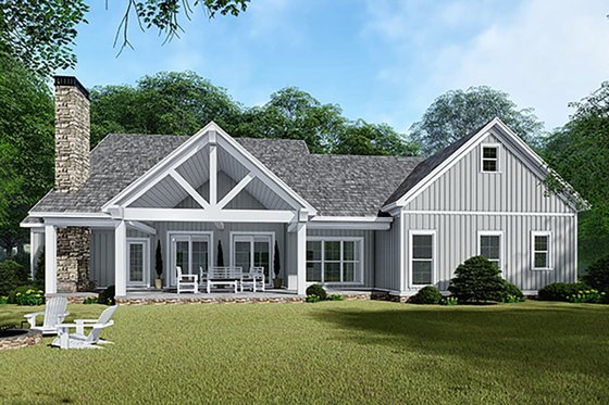 Exterior - Rear Elevation for Country House Plan #923-132 - 3 bed, 2.5 bath