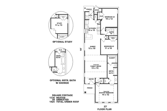 Floor Plan - Main Floor for European House Plan #81-185 - 3 bed, 2 bath