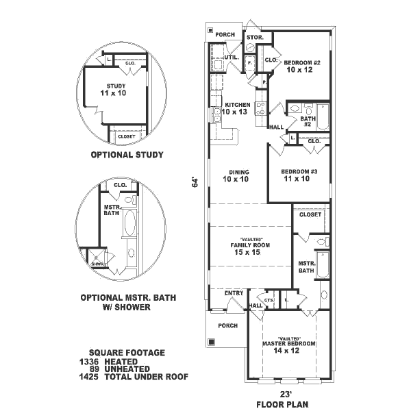 Floor Plan - Main Floor for European House Plan #81-185 - 3 bed, 2 bath