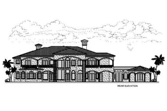 Exterior - Rear Elevation for Mediterranean House Plan #420-200 - 7 bed, 9.5 bath